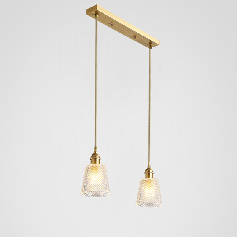 Tapered Pendant Light Fixture Mid-Century Modern Ribbed Glass Hanging Pendant Lights for Bar