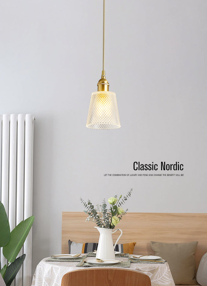 Tapered Pendant Light Fixture Mid-Century Modern Ribbed Glass Hanging Pendant Lights for Bar