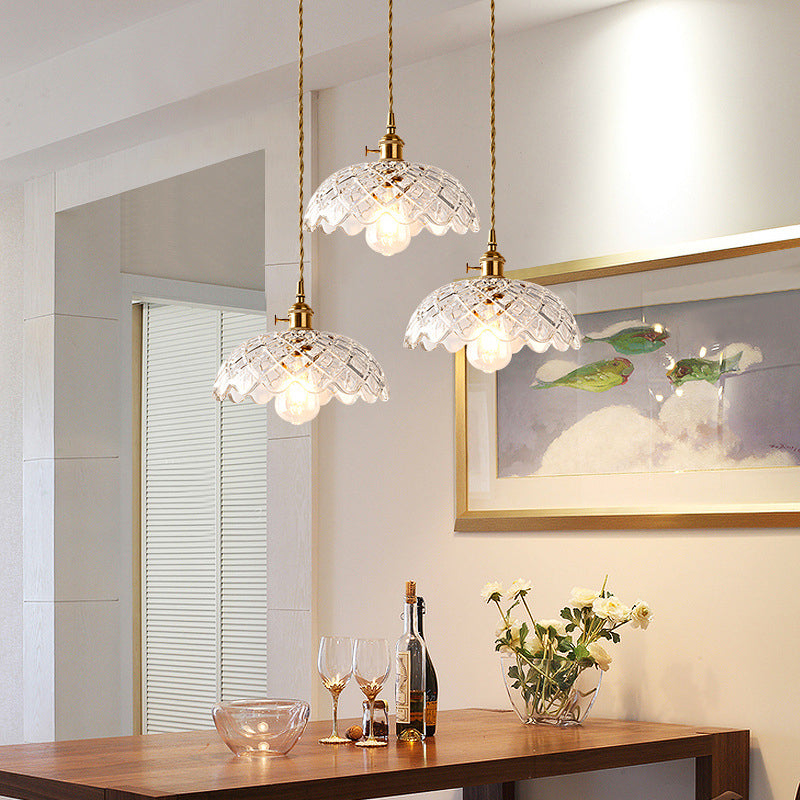 3 Lights Multi Light Pendant Modern Simple Prismatic Glass Hanging Light for Restaurant