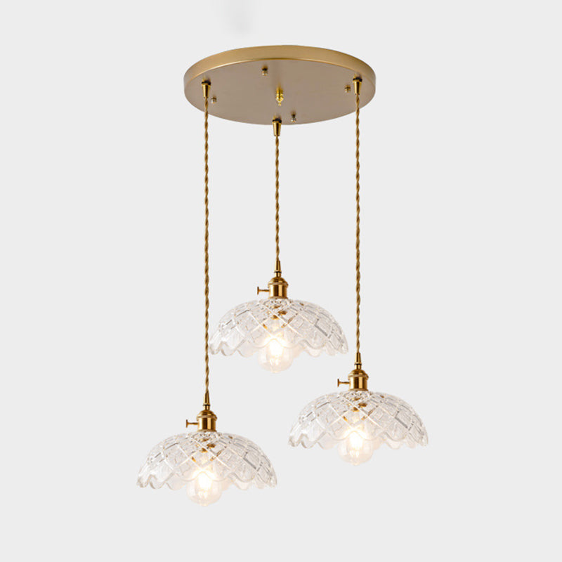 3 Lights Multi Light Pendant Modern Simple Prismatic Glass Hanging Light for Restaurant