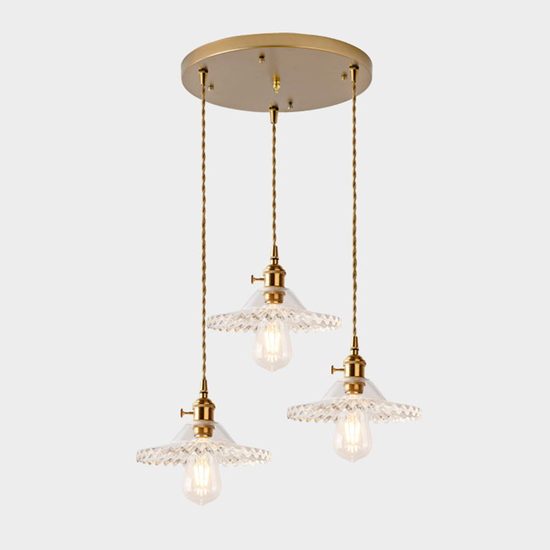3 Lights Multi Light Pendant Modern Simple Prismatic Glass Hanging Light for Restaurant