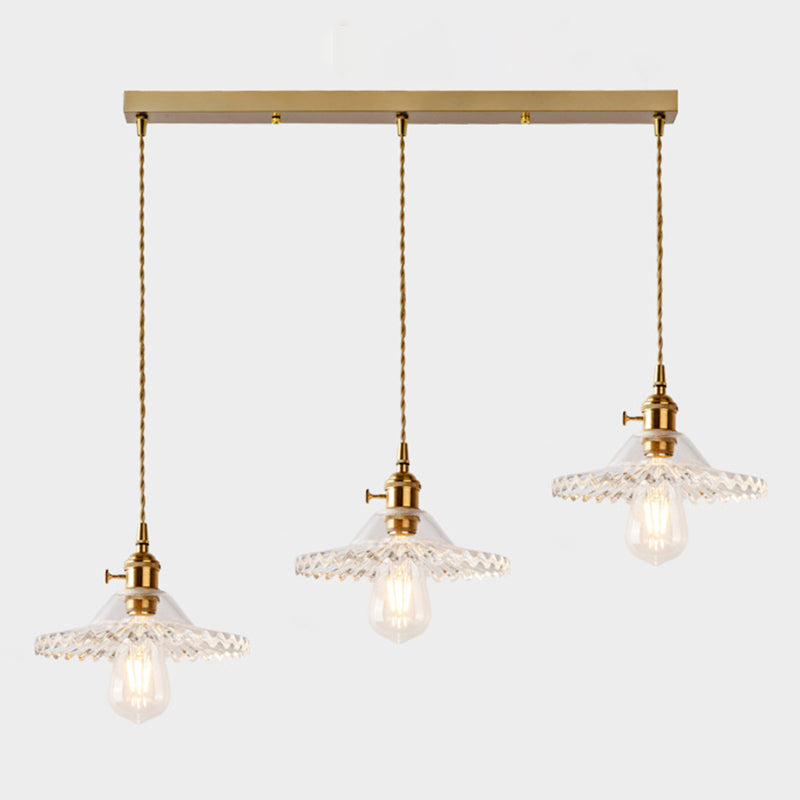 3 Lights Multi Light Pendant Modern Simple Prismatic Glass Hanging Light for Restaurant