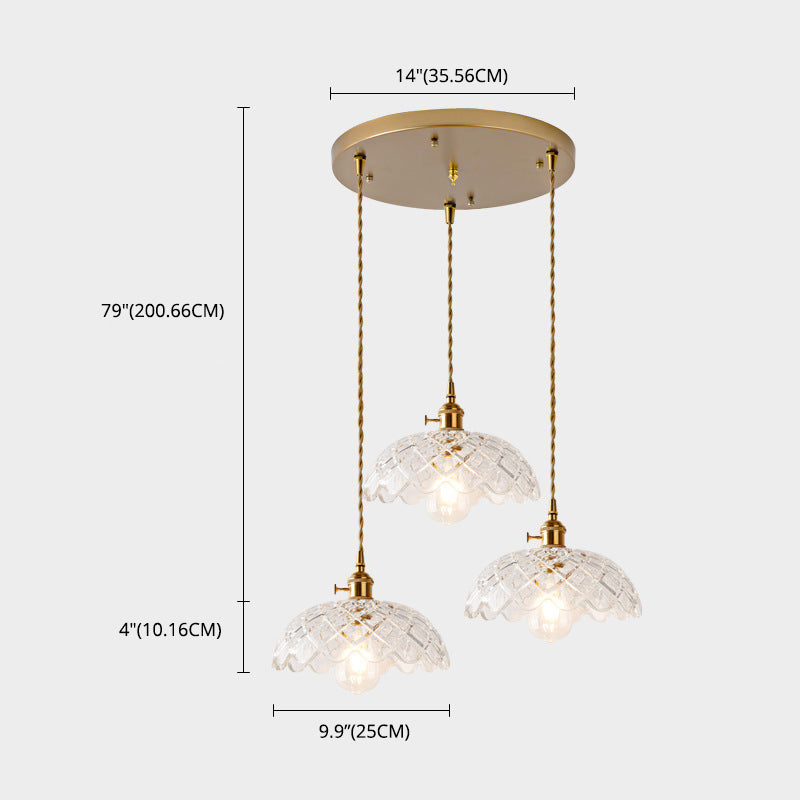 3 Lights Multi Light Pendant Modern Simple Prismatic Glass Hanging Light for Restaurant