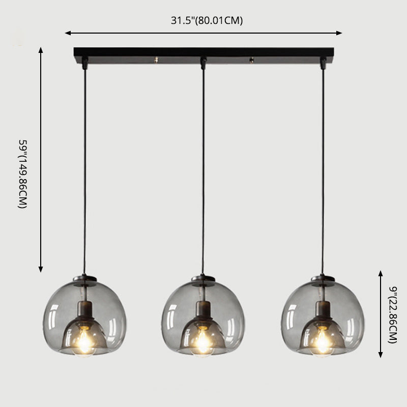 3 lichten bol hanglampverlichting moderne eenvoud glazen hanger verlichtingsarmaturen voor restaurant