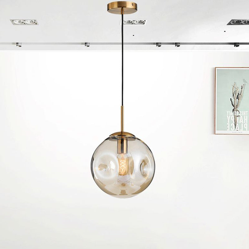 Creative Concave Design Globe Hanging Light 1-light Nordic Minimalism Transparency Glass Suspension Lamp