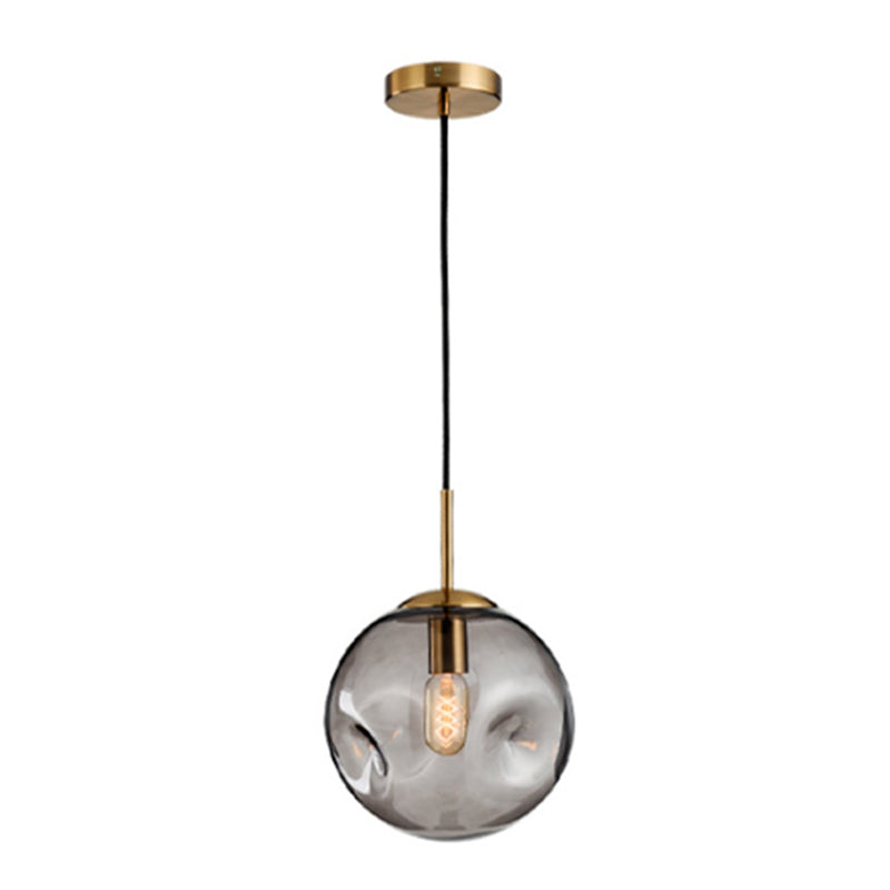 Creative Concave Design Globe Hanging Light 1-light Nordic Minimalism Transparency Glass Suspension Lamp
