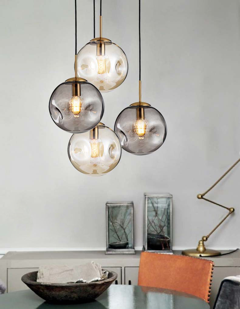 Creative Concave Design Globe Hanging Light 1-Light Nordic minimalisme Transparency Glass Suspension Lampe