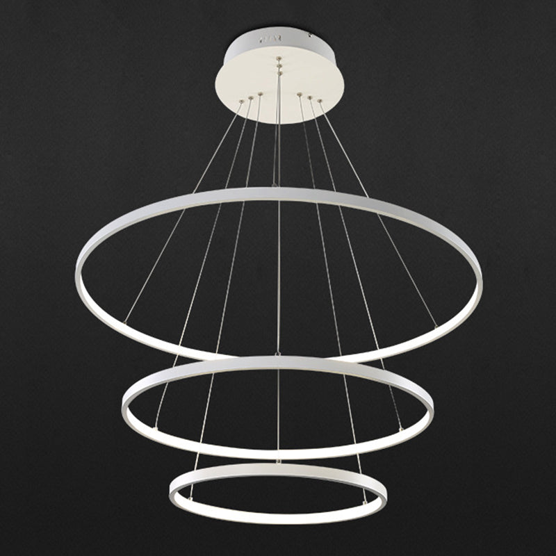 Accoglienza a sospensione ad anello bianco Fladeler a led in metallo in stile semplice per soggiorno