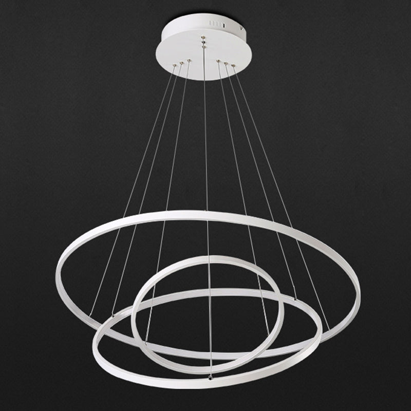 Accoglienza a sospensione ad anello bianco Fladeler a led in metallo in stile semplice per soggiorno