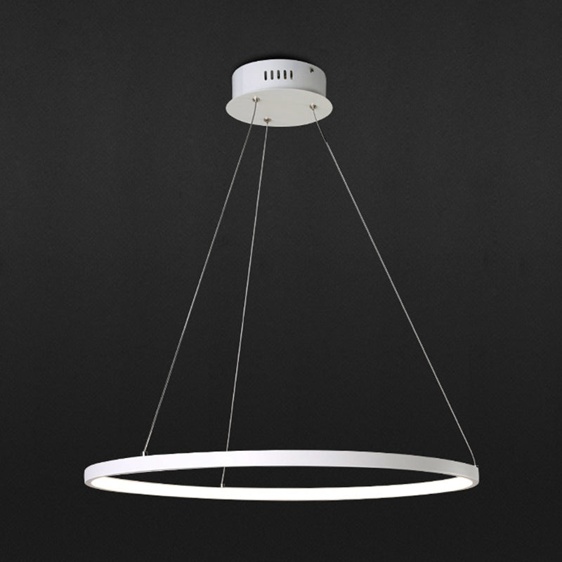 Accoglienza a sospensione ad anello bianco Fladeler a led in metallo in stile semplice per soggiorno