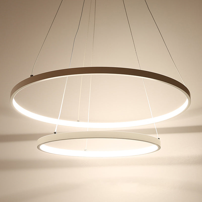 Accoglienza a sospensione ad anello bianco Fladeler a led in metallo in stile semplice per soggiorno