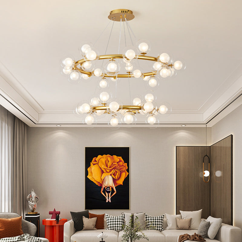 Klarer und gefrosteter Glas -Modo -Suspension Licht minimalistischer Kronleuchter für Wohnzimmer