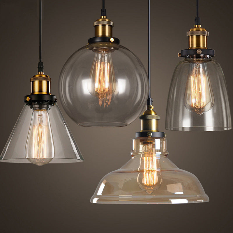 Luci a sospensione sospesa Vintage Style Industrial Style1 Pendanti leggeri con tonalità di vetro per camera da letto