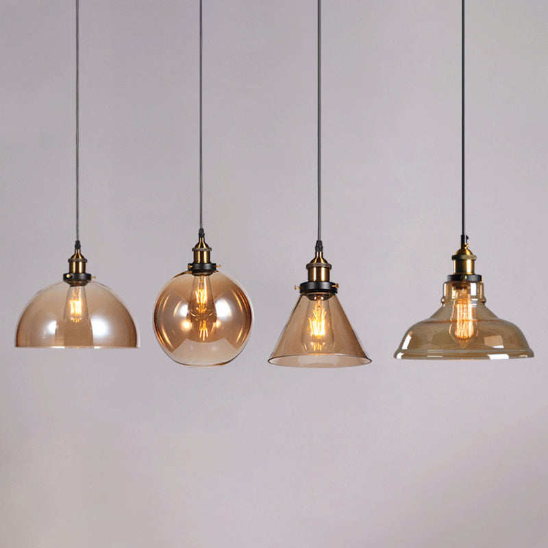 Luci a sospensione sospesa Vintage Style Industrial Style1 Pendanti leggeri con tonalità di vetro per camera da letto