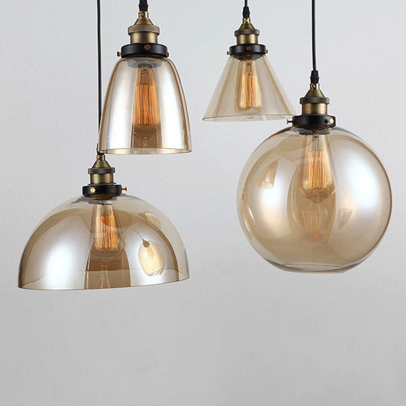Luci a sospensione sospesa Vintage Style Industrial Style1 Pendanti leggeri con tonalità di vetro per camera da letto