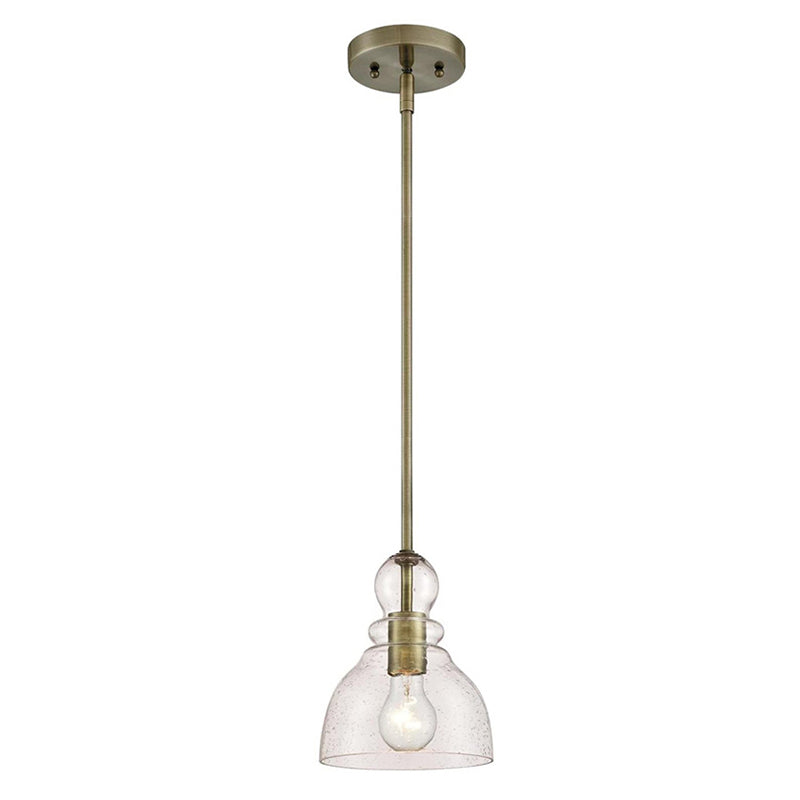 Seeded Glass Retro Industrial Style Hanging Light 7" Wide Single Bulb Metal Lighting Pendant for Bedroom