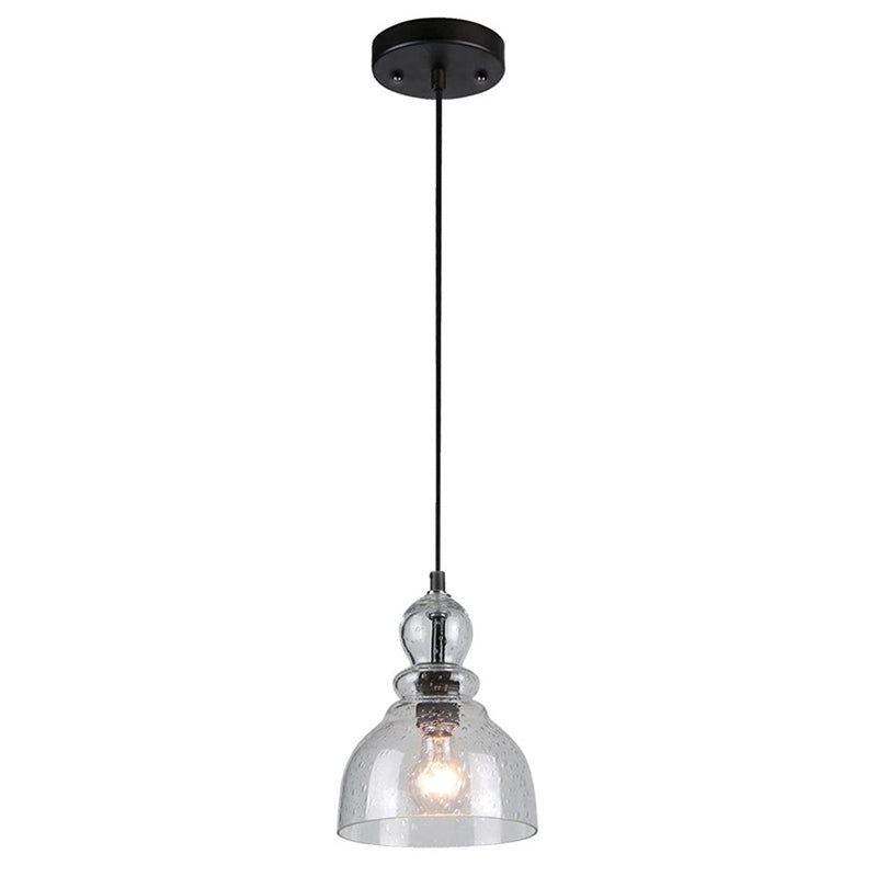 Seeded Glass Retro Industrial Style Hanging Light 7" Wide Single Bulb Metal Lighting Pendant for Bedroom