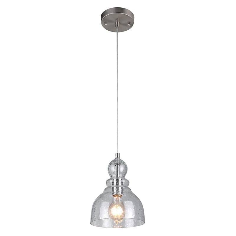Seeded Glass Retro Industrial Style Hanging Light 7" Wide Single Bulb Metal Lighting Pendant for Bedroom