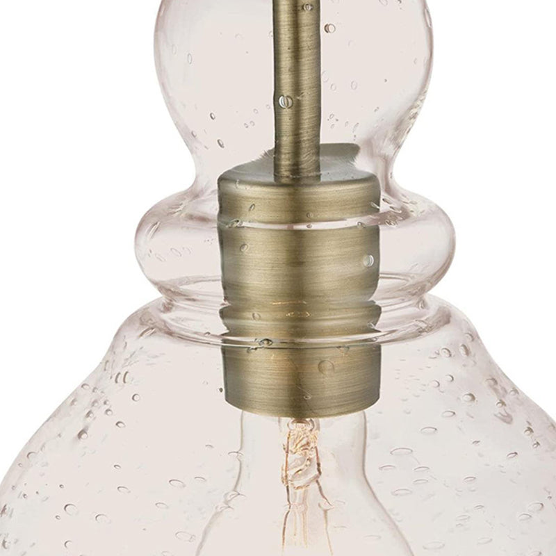 Seeded Glass Retro Industrial Style Hanging Light 7" Wide Single Bulb Metal Lighting Pendant for Bedroom