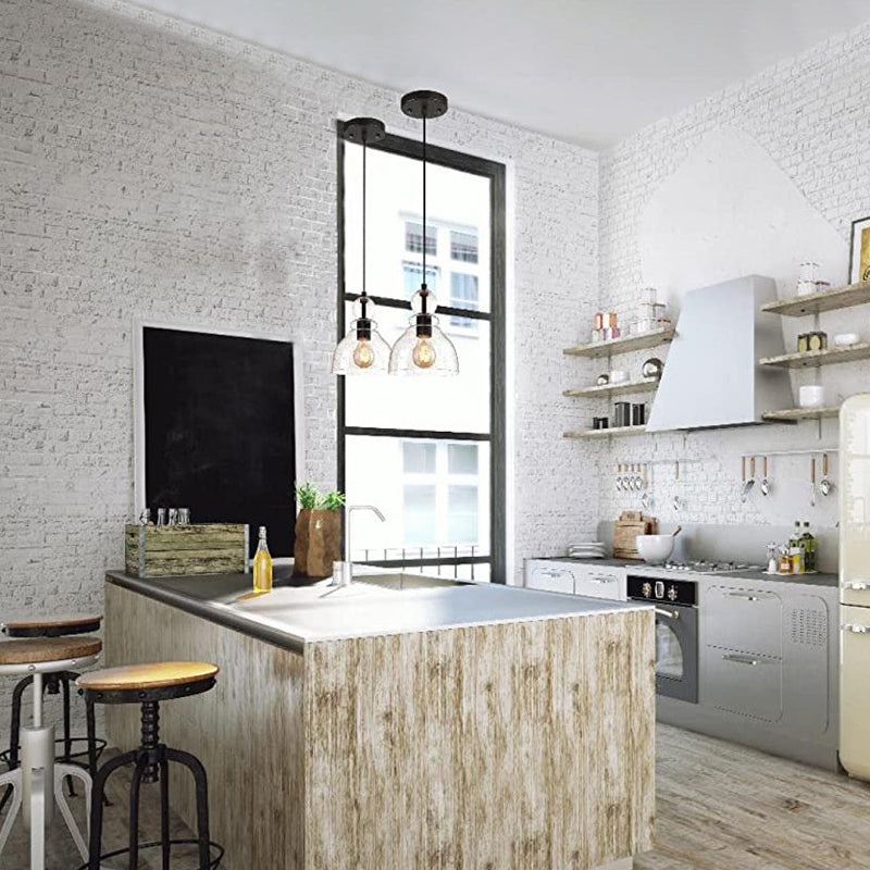 Seeded Glass Retro Industrial Style Hanging Light 7" Wide Single Bulb Metal Lighting Pendant for Bedroom