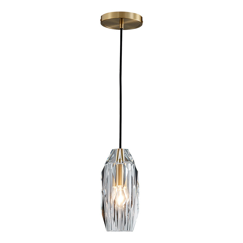 Post-modern Style Brass Crystal Hanging Light 3.9" Wide Mini Oval Simplicity Lighting Pendant for Restaurants Bar
