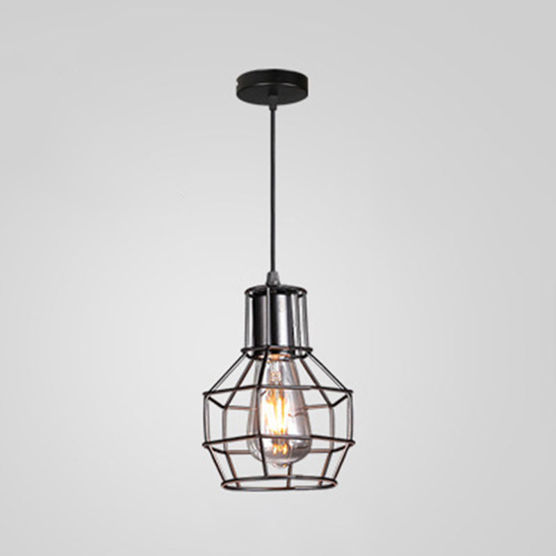 1-Light Cage Shade Pendant Light Vintage Industrial Style Metal Pendant Light for Dinning Room