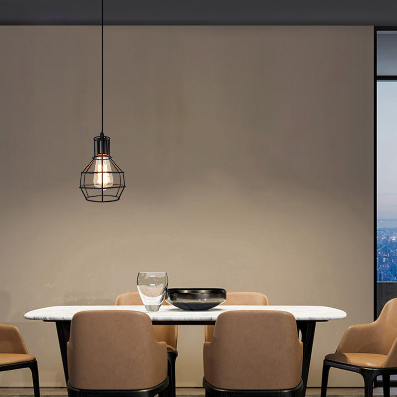 1-Light Cage Shade Pendant Light Vintage Industrial Style Metal Pendant Light for Dinning Room