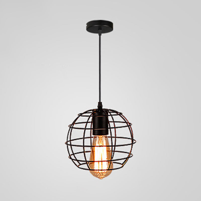 1-Light Cage Shade Pendant Light Vintage Industrial Style Metal Pendant Light for Dinning Room