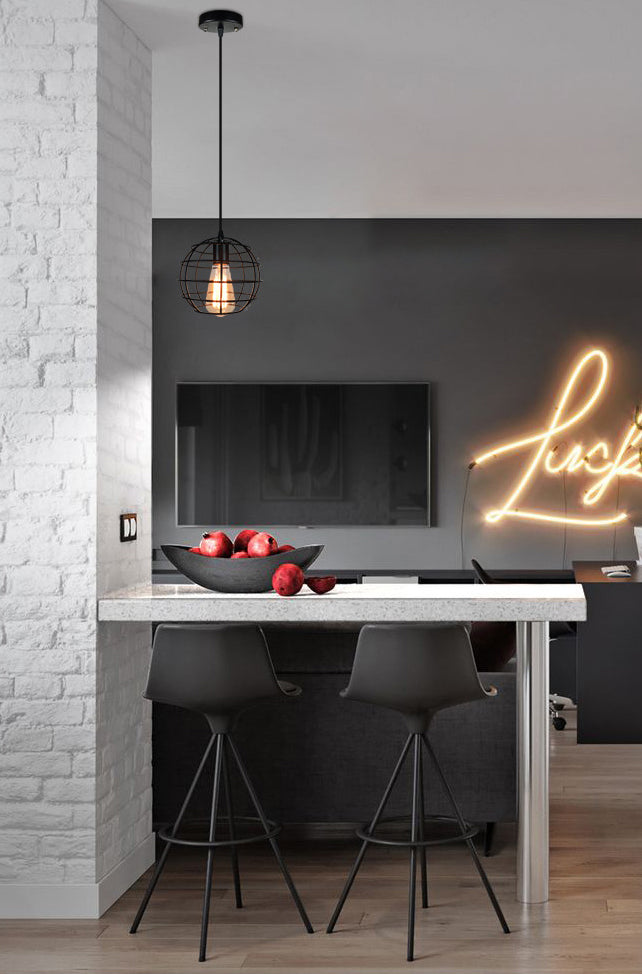 1-Light Cage Shade Pendant Light Vintage Industrial Style Metal Pendant Light for Dinning Room