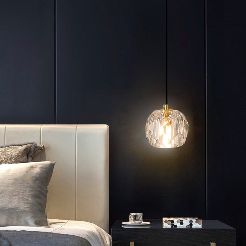 1-Light Crystal Ball Mini Pendant Light 4.3 Inch Wide Modern Simplicity Style Hanging Light with 78.7" Adjustable Suspension Wire
