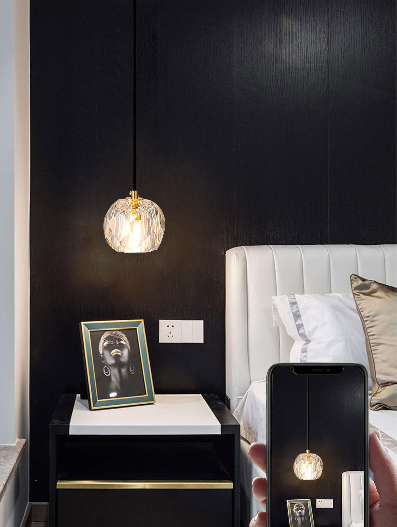 1-Light Crystal Ball Mini Pendant Light 4.3 Inch Wide Modern Simplicity Style Hanging Light with 78.7" Adjustable Suspension Wire