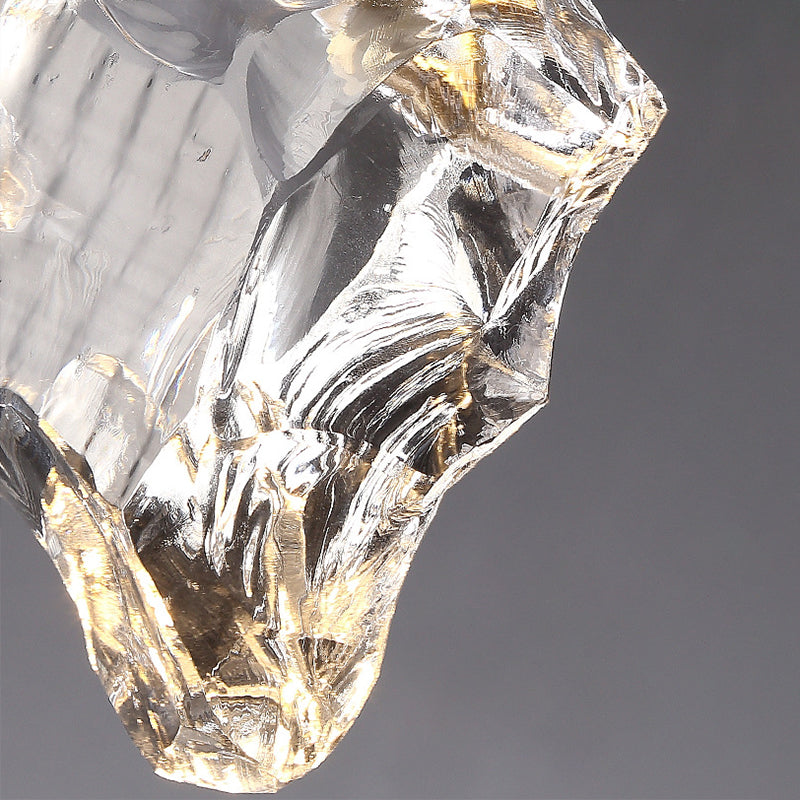 Crystal Original Stone Mini Pendant Lamp 1-light Modern Style Brass Hanging Light for Entrance Hallway