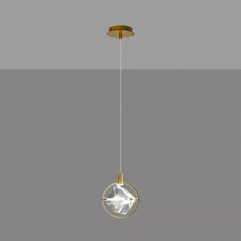 Postmoderne Mini-LED-LED-Anhänger leichte Quadratkristallschatten Design Home Decorative Lighting Feature in Gold