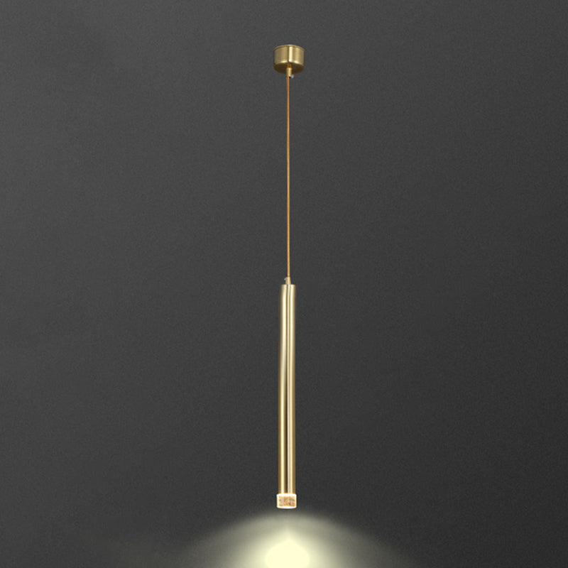 Gold Finish Tubular Spotlight Minimalist LED Metal Pendant Light for Open Kitchen