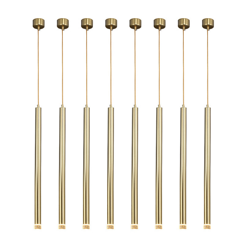 Gold Finish Tubular Spotlight Minimalist LED Metal Pendant Light for Open Kitchen