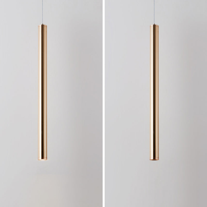 Zylindrische Deckenschein einfacher metallpoliertes Gold LED -Anhänger Beleuchtung für Bar