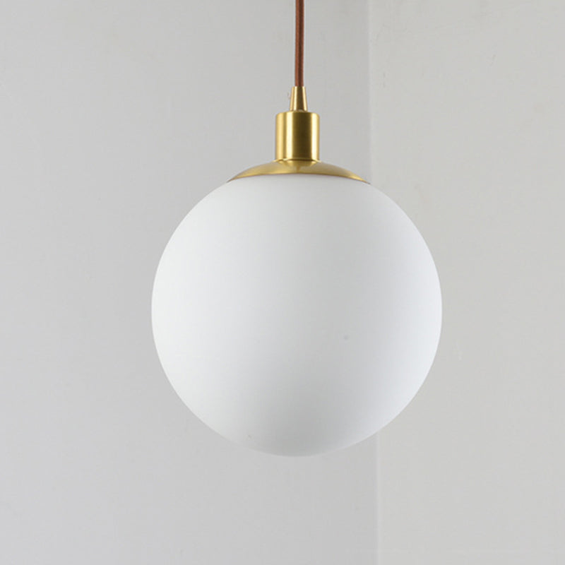 Mid-Century Design Globe Hanging Lamp Opal Frosted Glass Shade 1 Light  Pendant Light