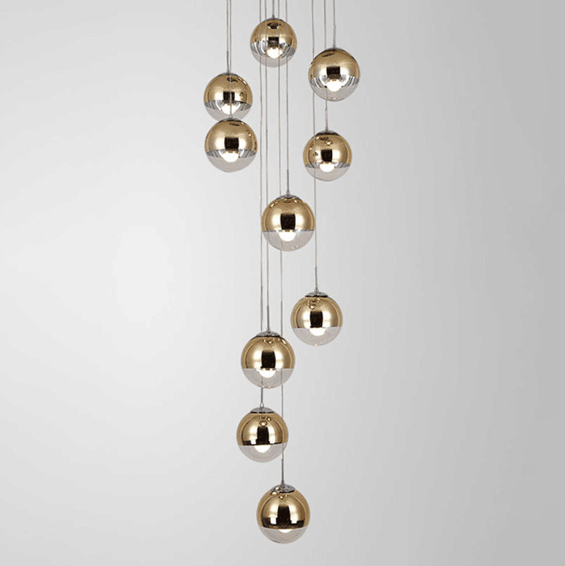 Chrome Global Cluster Pendant Light Postmodern 10 Lichten Clear Glass Plafond Lamp voor Duplex
