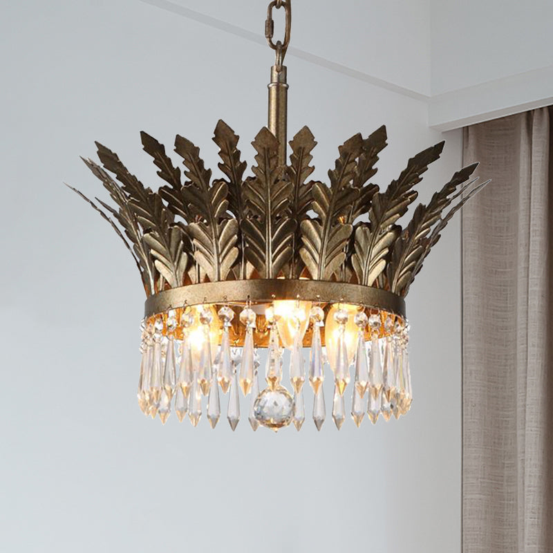 K9 Crystal 2-Tier Hanging Chandelier Traditional 3/4 Lights Gold/Antique Bronze Ceiling Lamp for Living Room