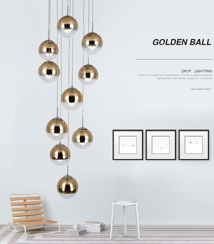 Luz de colgante de clúster de Chrome Postmodern 10 luces Lámpara de techo de vidrio transparente para dúplex