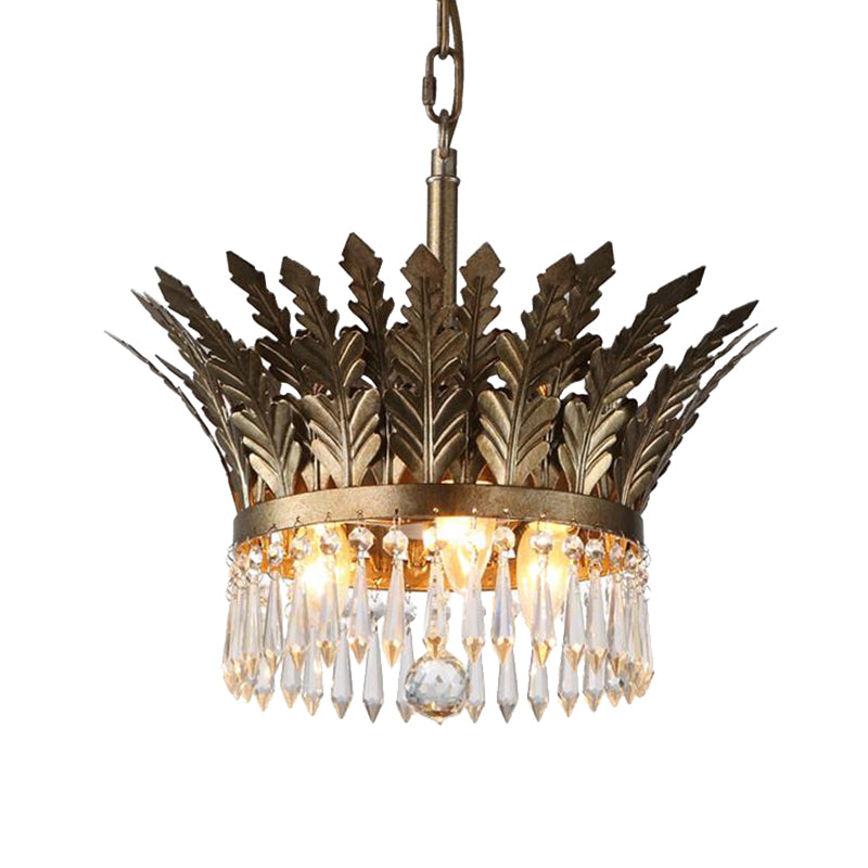 K9 Crystal 2-Tier Hanging Chandelier Traditional 3/4 Lights Gold/Antique Bronze Ceiling Lamp for Living Room