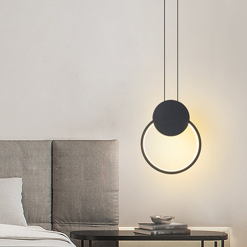 Modern Minimalist Style Cord Hung Hanging Pendant Lights Metal Ceiling Lamp in Black Finish for Bedroom