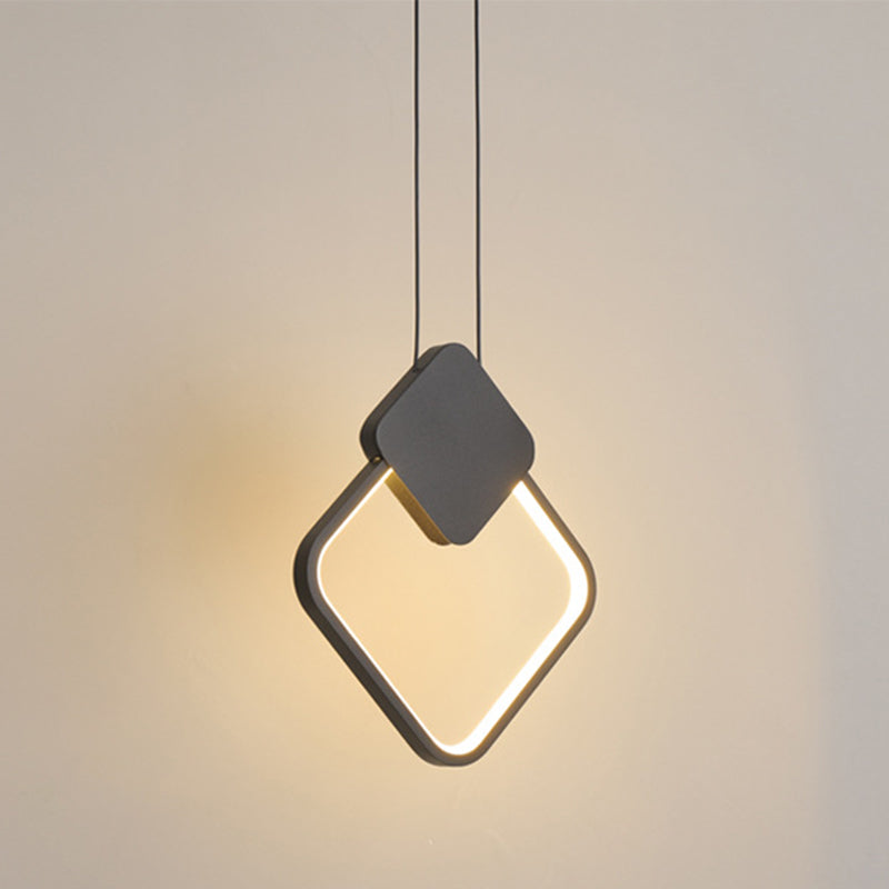 Modern Minimalist Style Cord Hung Hanging Pendant Lights Metal Ceiling Lamp in Black Finish for Bedroom