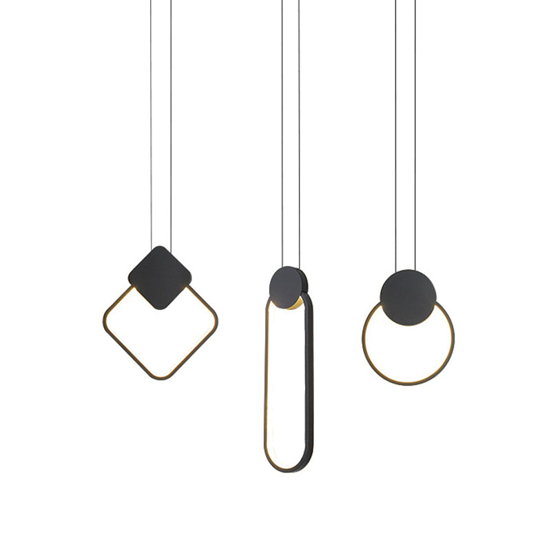 Modern Minimalist Style Cord Hung Hanging Pendant Lights Metal Ceiling Lamp in Black Finish for Bedroom