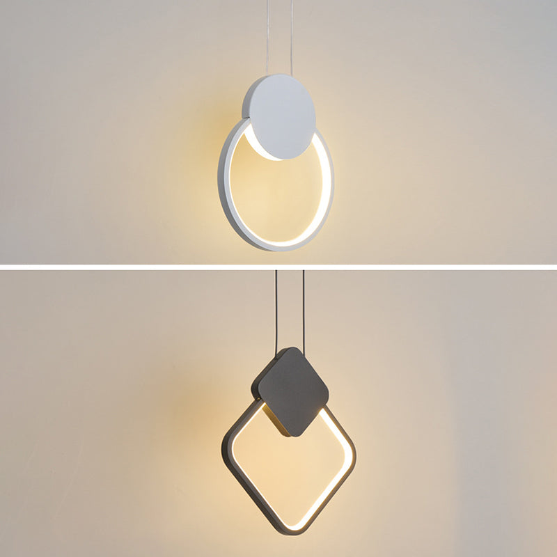 Modern Minimalist Style Cord Hung Hanging Pendant Lights Metal Ceiling Lamp in Black Finish for Bedroom