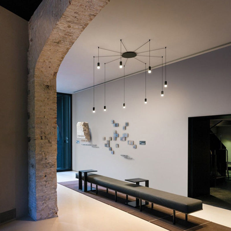 Lampada a sospensione lineare nera Lampada di sospensione a LED in metallo minimalista creativo