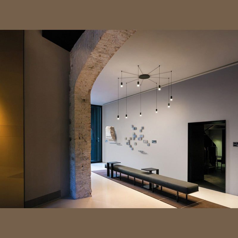 Lampada a sospensione lineare nera Lampada di sospensione a LED in metallo minimalista creativo