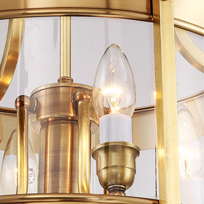 5 luci lampadario a pendente a ciondolo a sospensione coloniale Lampada di sospensione in vetro trasparente per soggiorno, 14,5 "/18" W