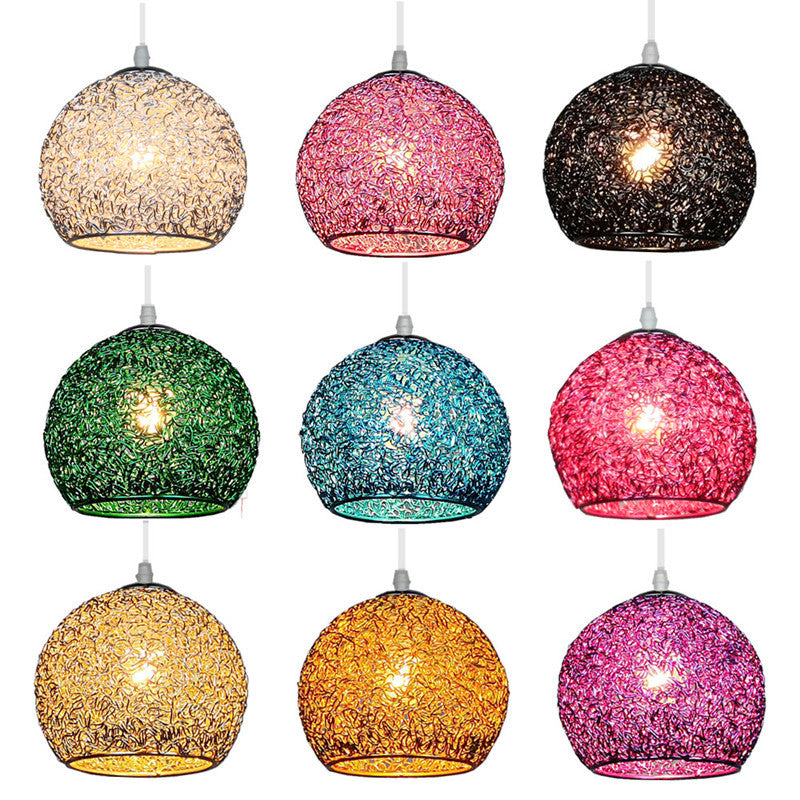 Aluminum Wire Spherical Pendant Macaron Style 1-Light Suspended Lighting Fixture
