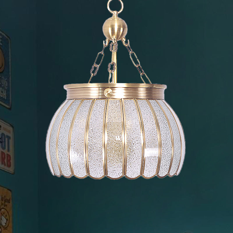 Scalloped Frosted Glass Pendant Chandelier Colonial 6 Bulbs Living Room Hanging Light in White